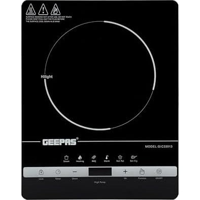 Geepas 4 Digit LED Display Digital Infrared Cooker, GIC33013 | 8 Temperature Settings | 3hrs Programmable Timer | 2000W Ceramic Heating Element - Medaid