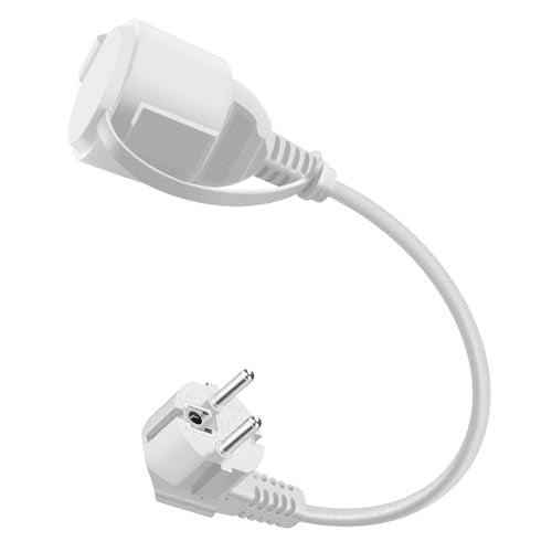 HuaLiSiJi - 90 Degree Schuko Extension Cable, 16A/250V, IP44 Rated, 0.3m