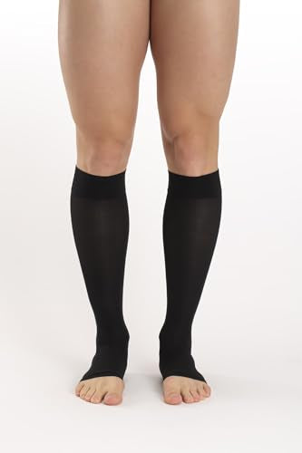 Relaxsan Compression Socks for Women and Men Made in Italy - 18-23 mmHg - Anti Embolism Stockings Open Toe - M0350A (1 Pair - Black, XL) - Medaid International