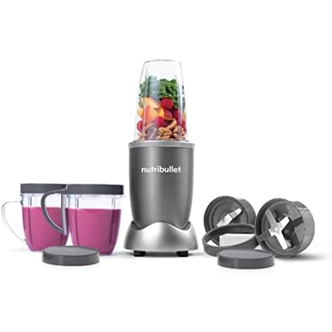 NutriBullet 600 Watts, 9pc Accessories,, Multi-Function High Speed Blender, Mixer System With Nutrient Extractor, Smoothie Maker, Grey, NBR-1212M, 1-year limited warranty - Medaid