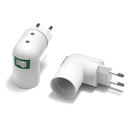 Kanlim - E27 to EU Adapter with ON/OFF Switch, Compatible with LED Bulbs