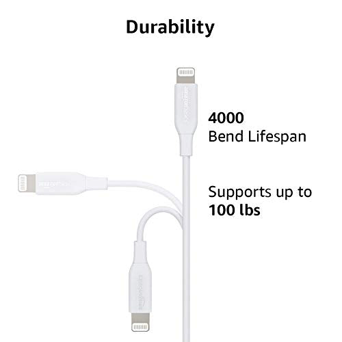 Amazon Basics - USB-C to Lightning Charger Cable, MFi Certified, 6ft, White