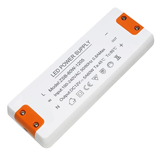 Zakvop - 12V LED Driver, 60W 5A Transformer, Compact Power Supply for G4 GU5.3 MR11 MR16