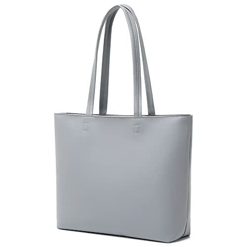Meegirl - Simple PU Leather Tote Bag with Zip, Inner Pocket, Stylish Design