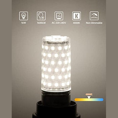 Tomosu - E27 LED Bulb 4000K Neutral White, 1600 LM Brightness, 16W Replacement