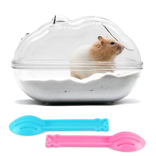 Rzmzby - Transparent Hamster Sand Bath, Small Animal Bathtub with Sand Shovel