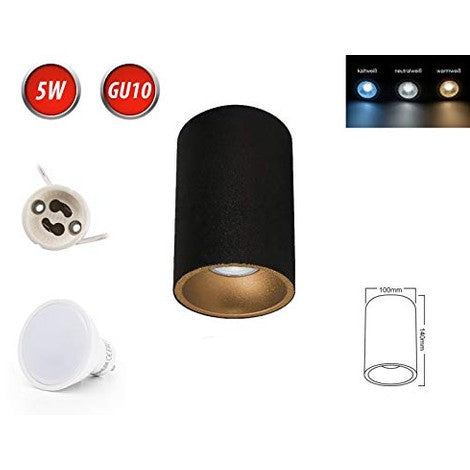 Braytron - BETA-SR Ceiling Light, 100mm Surface-Mounted Spotlight, GU10 LED