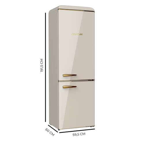 Cecotec - Retro 2-Door Combination Refrigerator, 300L, Temperature Control, Chrome Handle