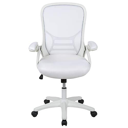 Flash Furniture Porter High-Back Swivel Office Chair with Adjustable Lumbar Support and Height, Ergonomic Mesh Desk Chair with Flip-Up Armrests, White - Medaid International