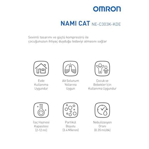 Omron - NAMI Cat NE-C303K-KDE Nebulizer for Children, Quiet Operation, Easy to Use, Fun Design
