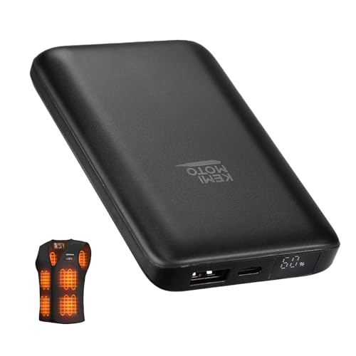 Kemimoto - 10000mAh Power Bank for Heated Vests, Ultra-Compact & Portable