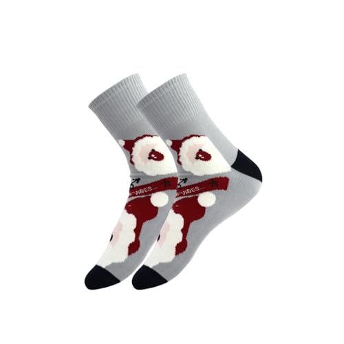 Christmas Socks for Women, Practical Cute Ankle Sock with Santa Claus, Christmas Socks with Festive Prints for Daily (Grey) - Medaid International