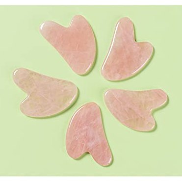 Gua Sha Facial Tool,Gua Sha Stones,Natural Jade Stone Guasha Board for SPA, Gua Sha Scraping Massage Tool on Face, Eye, Neck - Beauty Jade Facial Roller for Slimming Firming (Dark Pink) - Medaid International