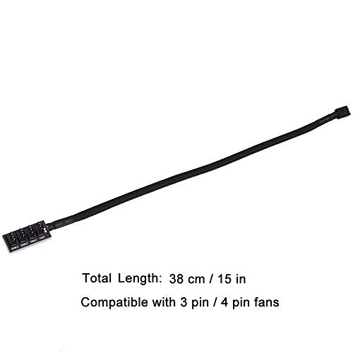 Greluma - 4 Way PWM Fan Hub Splitter, 3/4 Pin Male Connector for CPU Fans