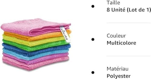 Vileda Microfibre Cloth, Absorbent, Hygienic, Versatile, Durable & Washable 30x30cm - 8 Pcs - Medaid - Lebanon