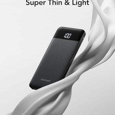 Charmast - Ultra Slim 10400mAh Power Bank, USB C In&Out, LED Display