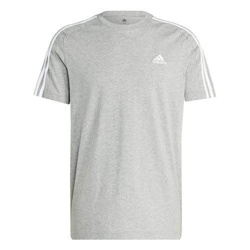 adidas Mens T-Shirt (Short Sleeve), Medium Grey Heather/White, Large - Medaid International