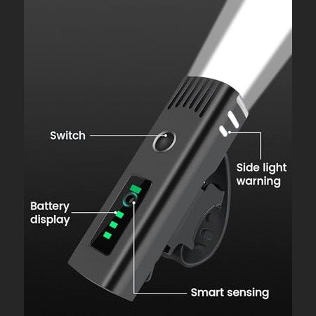 WSCXSC - Rechargeable Bike Headlight with Light Sensor, IPX5 Waterproof, Safe for Night Riding