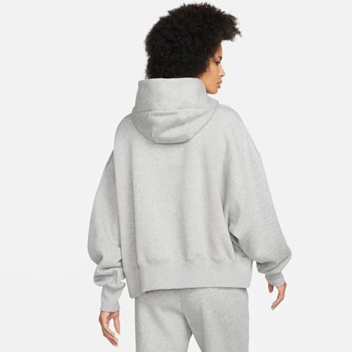 Nike, Women's, Sportswear Phoenix Fleece Over-Oversized Pullover Hoodie, Dark Grey Heather/Sail, M - Medaid International