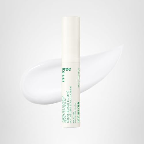 innisfree Green Tea Caffeine Depuffing Eye Serum with Niacinamide, Cooling Korean Eye Roll-On for Hydration and Brightening - Medaid International