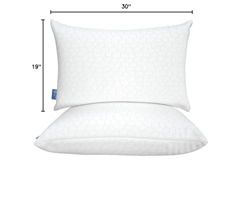 QUTOOL Cooling Pillows for Sleeping 2 Pack, Shredded Memory Foam Bed Pillows Queen Size Set of 2, Cool Pillow for Hot Sleepers Adjustable Firm Pillow for Side, Back and Stomach Sleepers Supportive - Medaid International