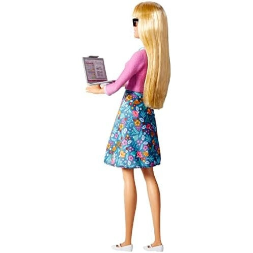 Barbie Teacher Doll, Blonde, With 10 Teaching Accessories, Including Spinning Globe And A Laptop That Opens And Closes, Gift For 3 To 7 Year Olds - Medaid - Lebanon