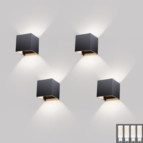 Klighten - Pack of 4 Waterproof Wall Lights, Modern Up and Down Design, 9W G9 Bulb