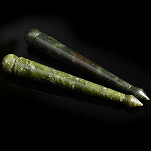 Jade Trigger Point Acupressure Gua Sha Massage Acupuncture Pen, Natural Healing Jade Stone Full Body Relax Self Massage Deep Soft Tissue Tool, Reduce Muscle Soreness and Pain Relief - Point End - Medaid International