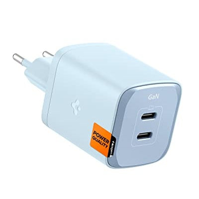 Spigen - 65W Dual USB-C Wall Charger with PD 3.0, Compact Design, Sierra Blue