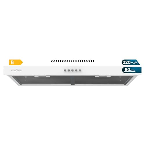 Cecotec - 60 cm Cooker Hood Bolero Flux CM 602200, 220 m3/h Suction, 3 Power Levels, White Finish