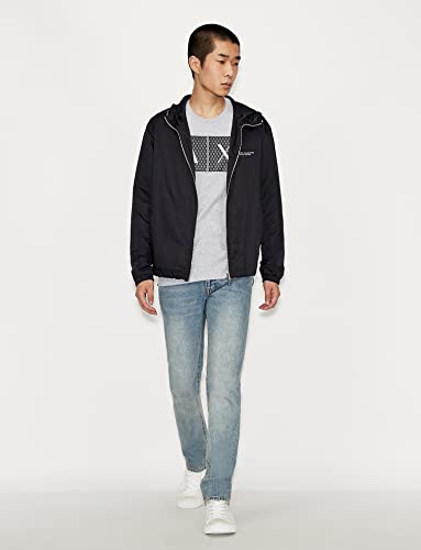 Armani Exchange Men's Crew Neck Logo Tee T Shirt Grid Logo, Heather Grey, X-Large - Medaid International