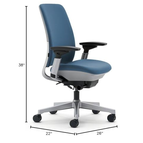 Steelcase Amia(R) Ergonomic Work Chair, Fabric = Sky; Frame/Base = Platinum/Platinum - Medaid International
