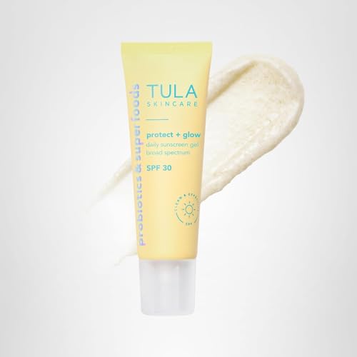 TULA Skin Care Protect + Glow Daily Sunscreen - Gel, Broad Spectrum SPF 30, Skincare-First, Non-Greasy, Non-Comedogenic and Reef-Safe with Pollution and Blue Light Protection, Regular, 1.7 fl oz. - Medaid International