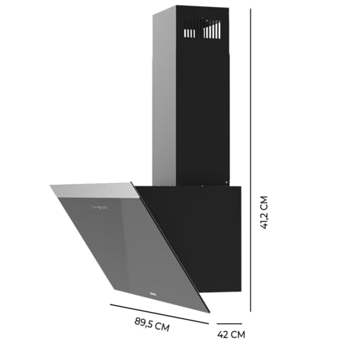 Cecotec - 90cm Cooker Hood, 165W, 650m3/h Suction, Touch Control, Black Glass