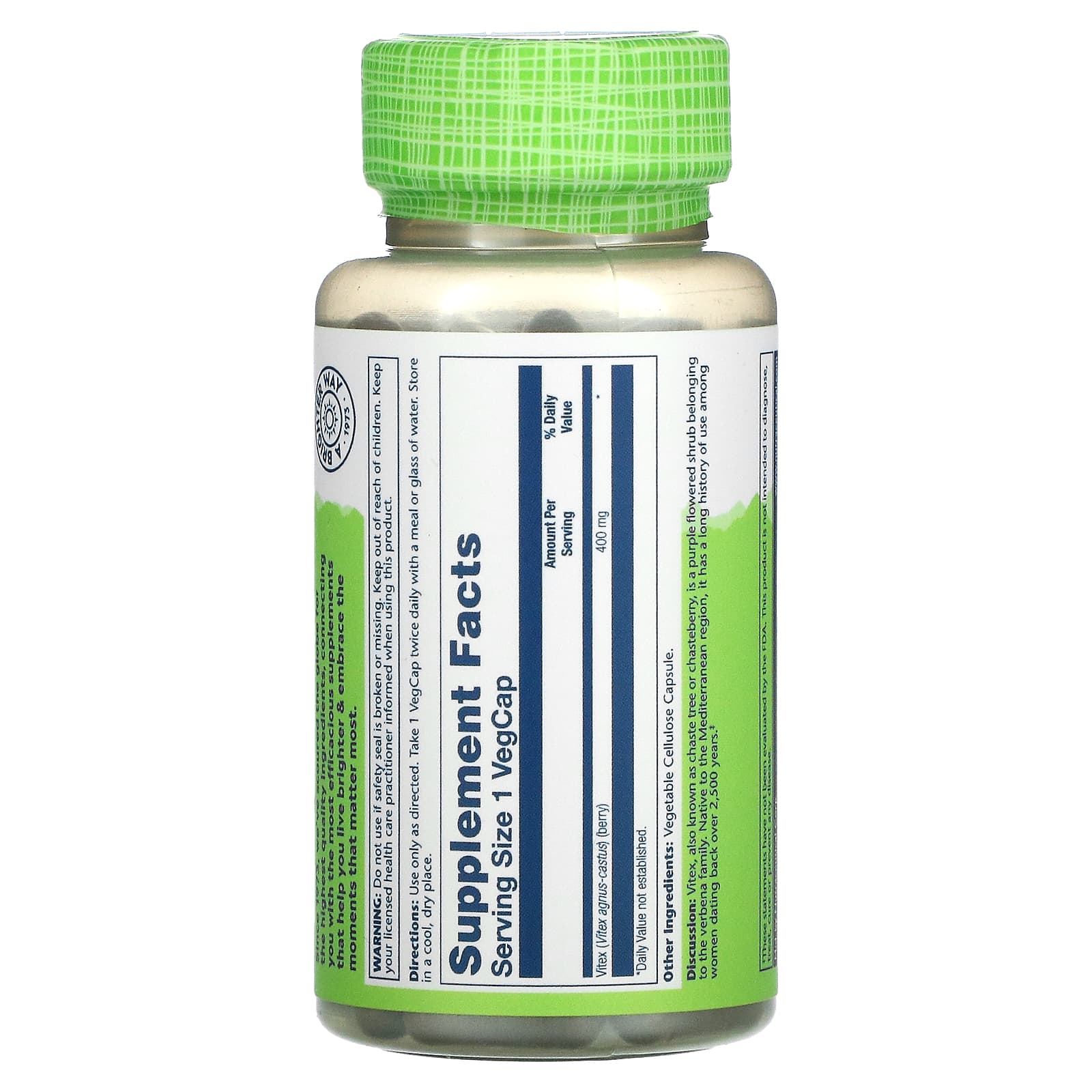 Solaray, Vitex, 400 mg, 100 VegCaps - Medaid International