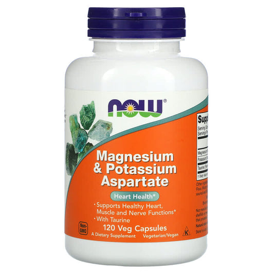 NOW Foods, Magnesium & Potassium Aspartate, 120 Veg Capsules - Medaid International