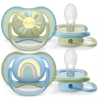 avent 2 ultra air design soothers rainbow 0-6m - boy 085/58