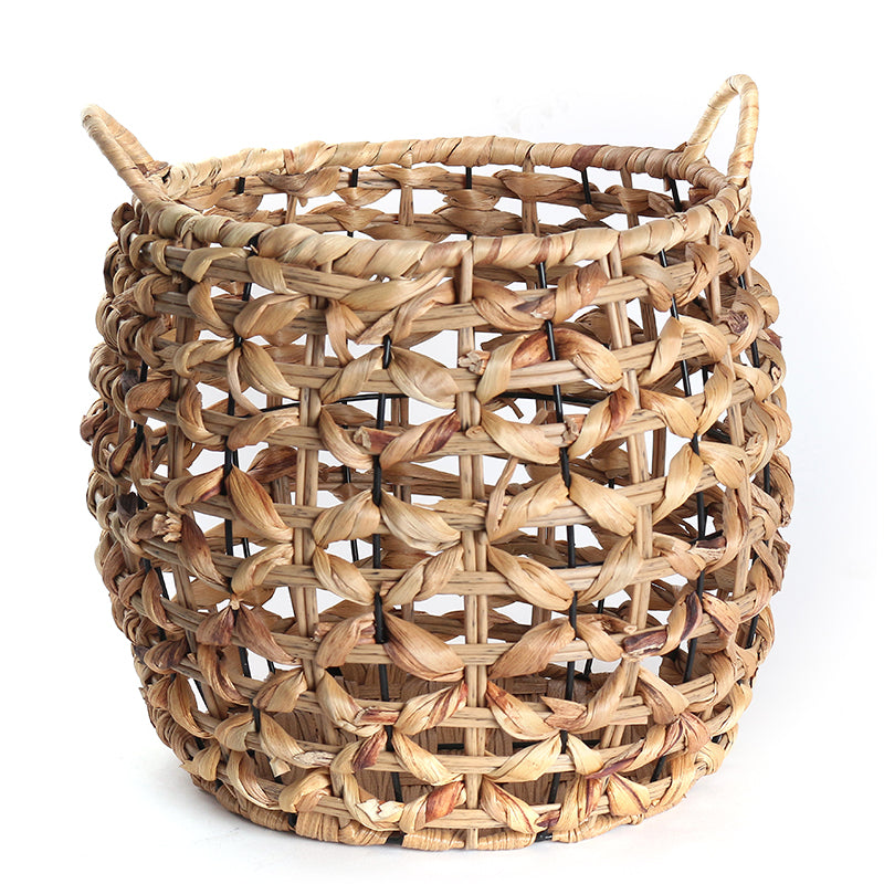 39 CM Multipurpose Handmade Rattan Woven Round Storage Basket with Handles Organizer Baskets for Living Room Bedroom Nursery Laundry - Medaid - Lebanon