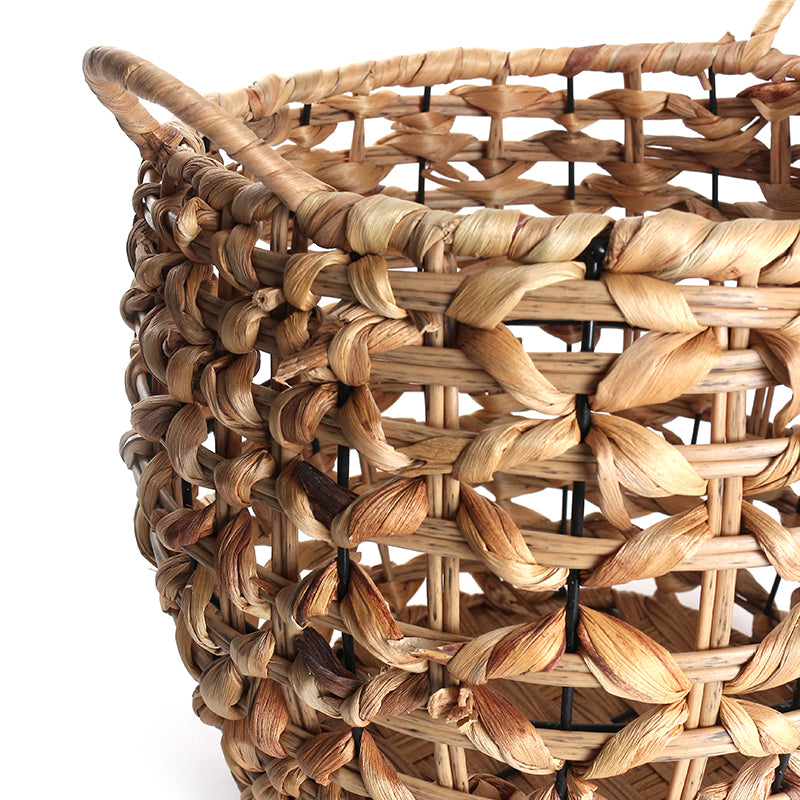 39 CM Multipurpose Handmade Rattan Woven Round Storage Basket with Handles Organizer Baskets for Living Room Bedroom Nursery Laundry - Medaid - Lebanon