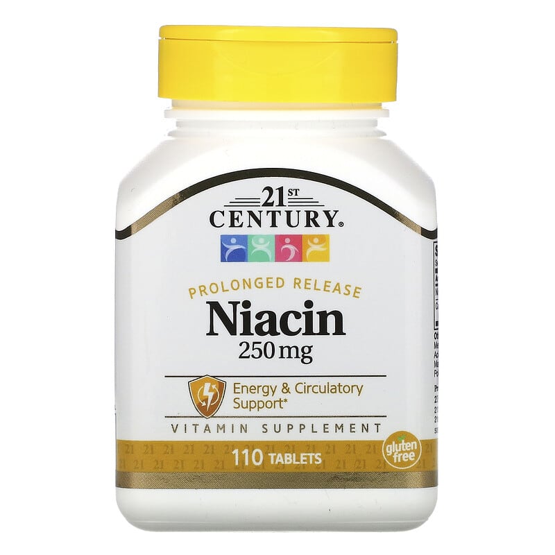 21st Century, Niacin, Prolonged Release, 250 mg, 110 Tablets - Medaid