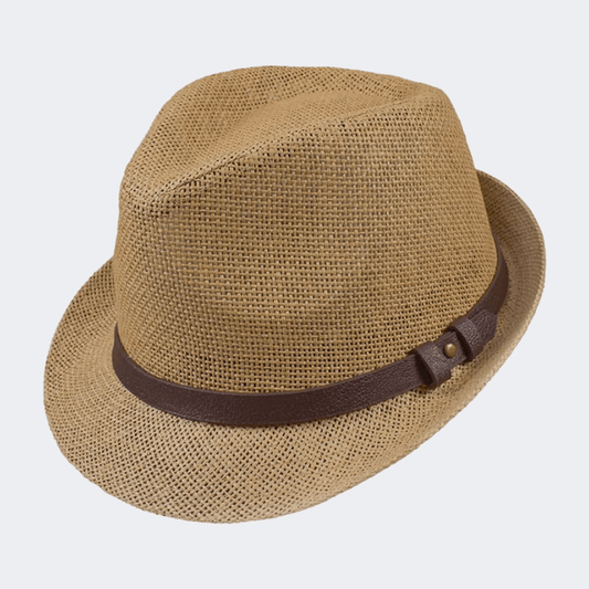 Stamion Trillby Leather Decoration Men Beach Hat Light Brown - Medaid International