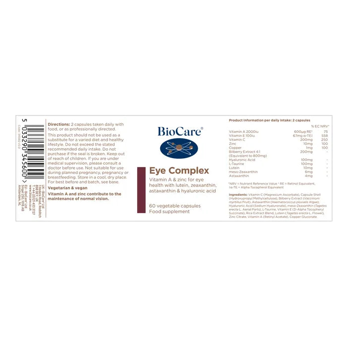 BioCare - Eye Complex 60 Vegetable Capsules - Medaid International