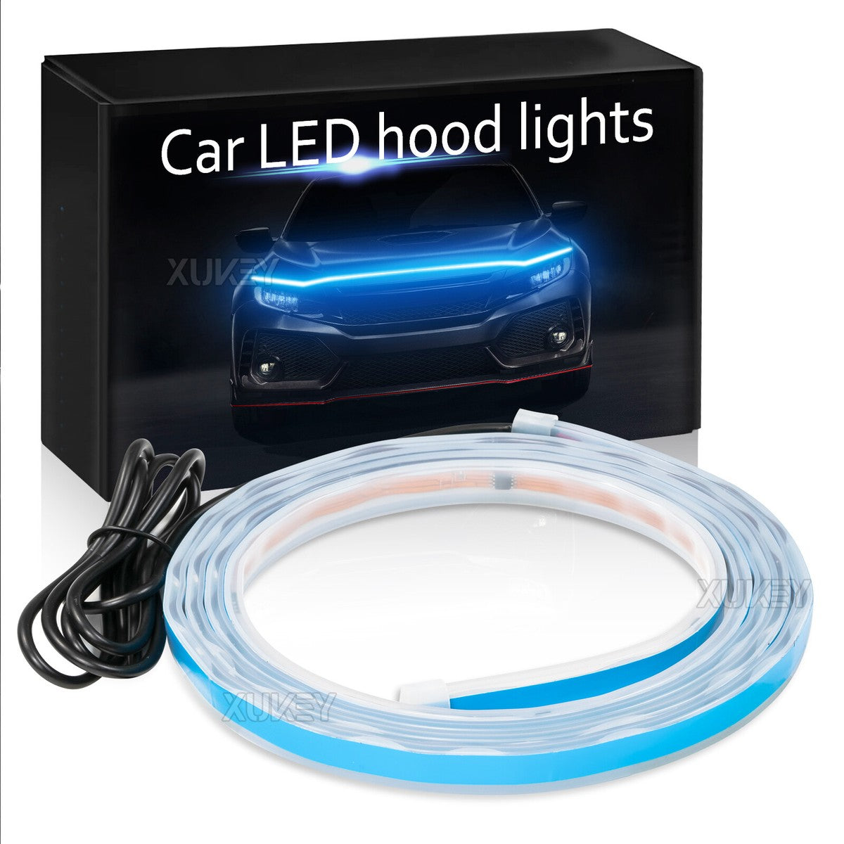 Car Hood Light Strip, Flexible Exterior Car LED Strip Lights Waterproof (Crystal Blue) - Medaid International