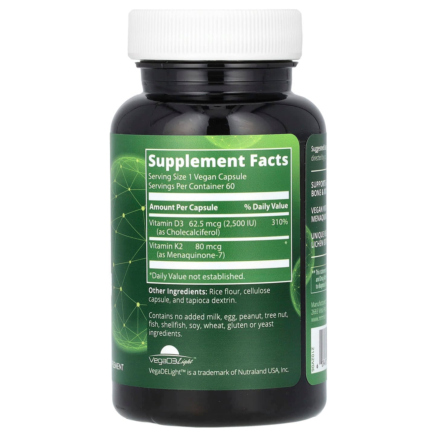 MRM Nutrition, Vegan Vitamin D3 & K2, 60 Vegan Capsules - Medaid International
