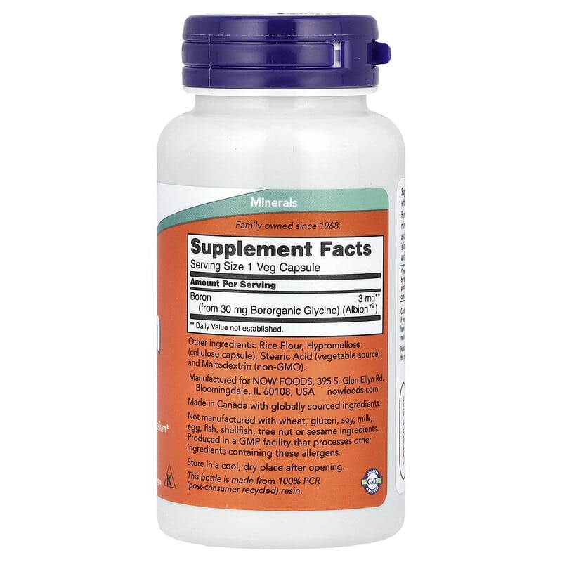 NOW Foods, Boron, 3 mg, 100 Veg Capsules - Medaid International