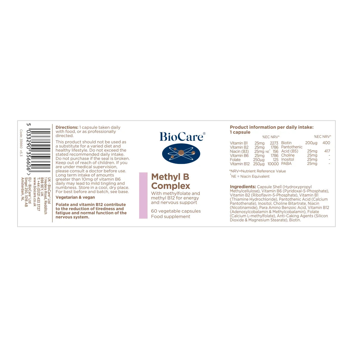 BioCare - Methyl B Complex 60 Capsules - Medaid International