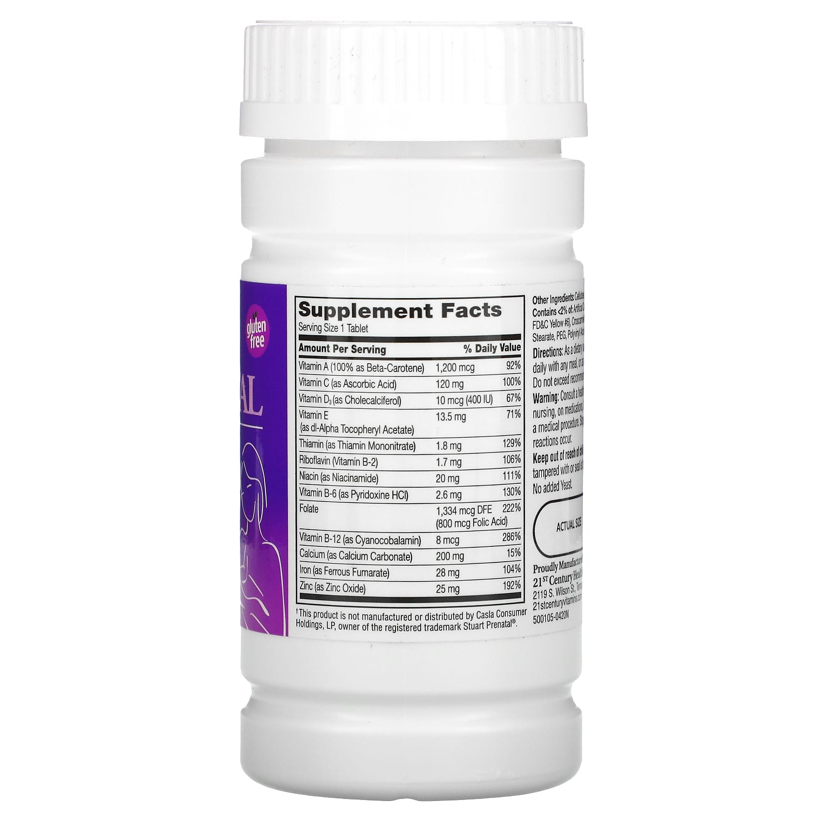 21st Century, PreNatal with Folic Acid, 60 Tablets - Medaid