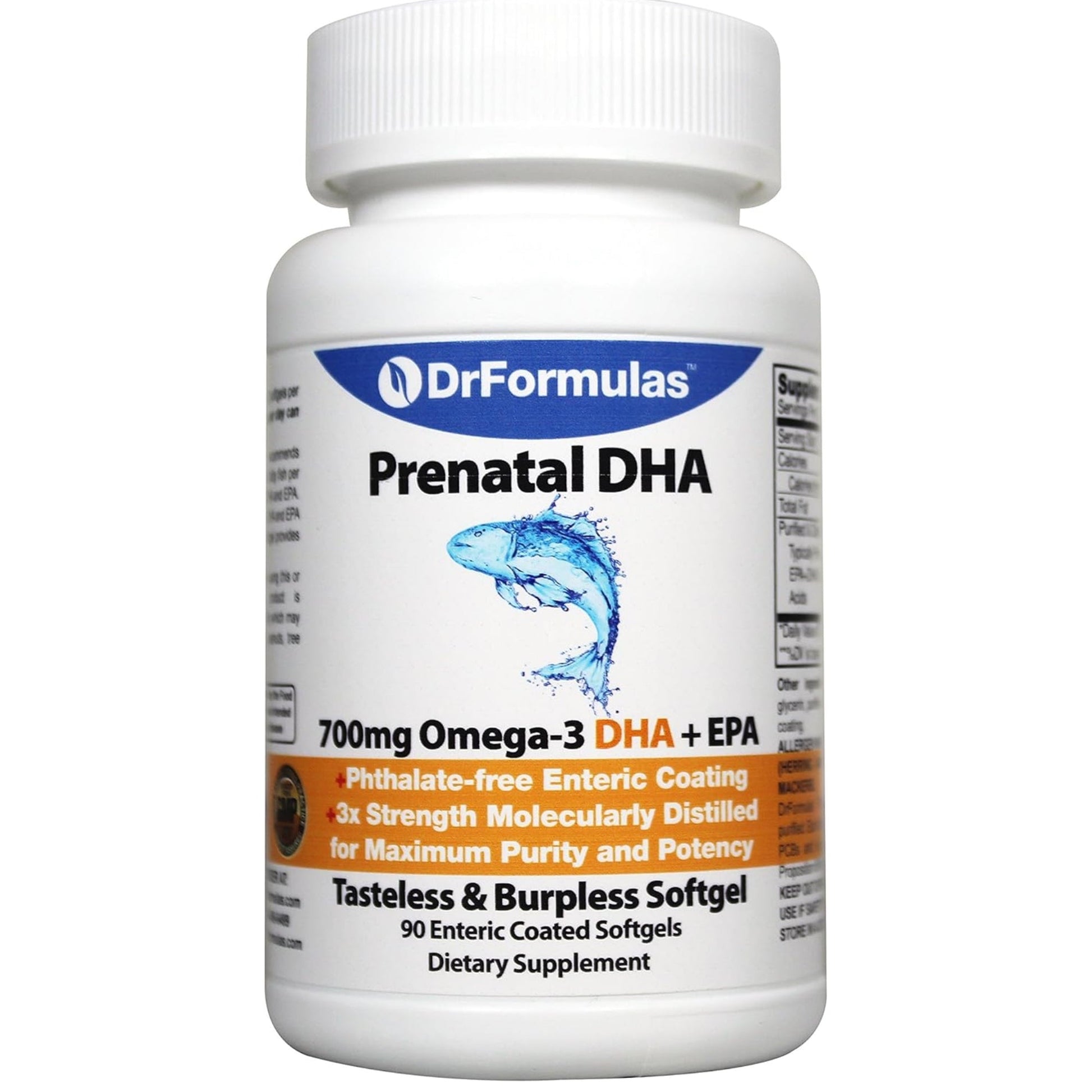 DrFormulas Best 700mg Prenatal DHA + EPA, S. American (not Nordic) Fish Oil with Omega-3, 90 Softgels - Medaid