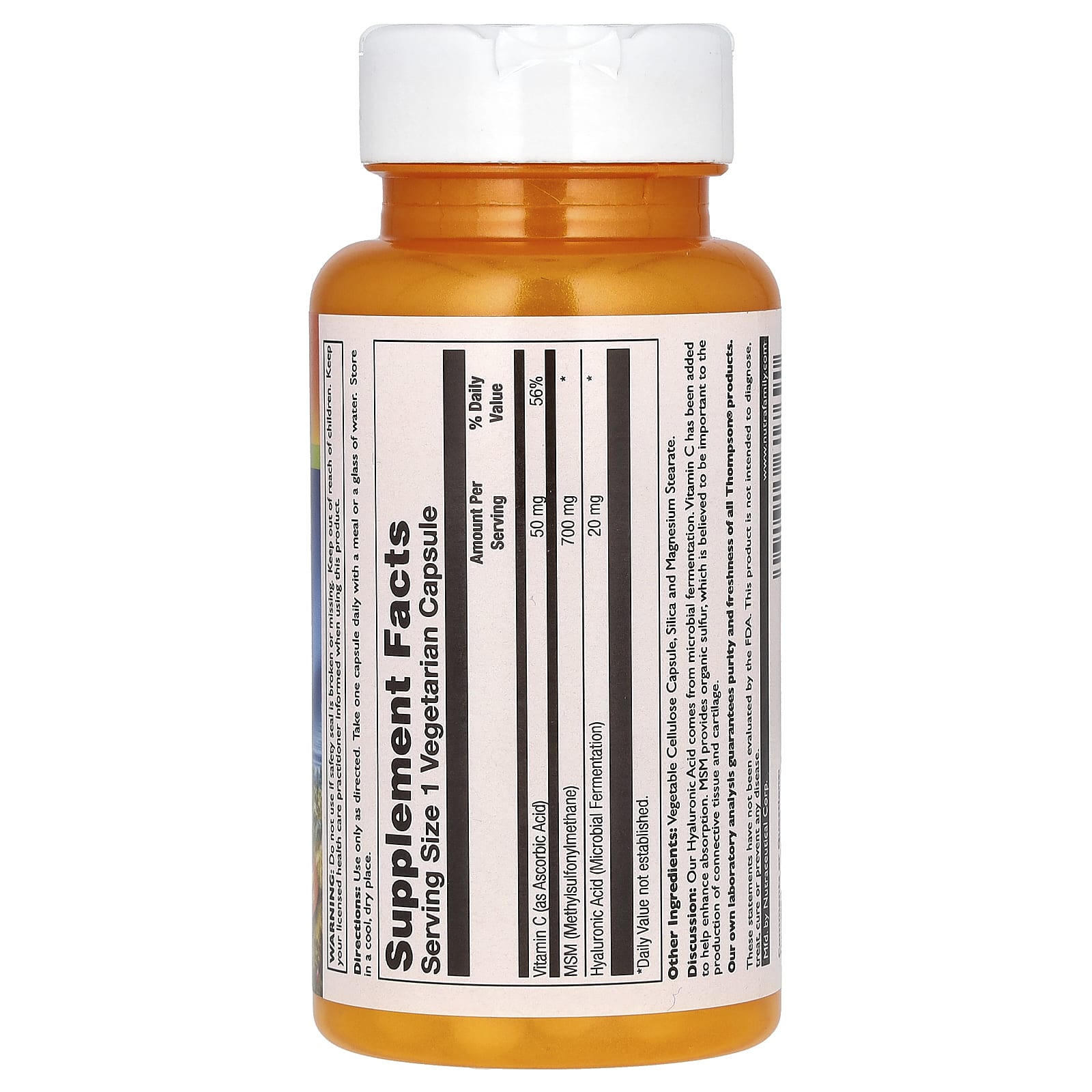 Thompson, Hyaluronic Acid MSM, 30 Vegetarian Capsules - Medaid International