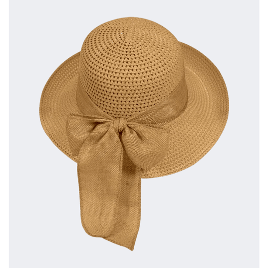 Stamion Floppy Short Ribbon With Turned Up Brim Women Beach Hat Light Brown - Medaid International